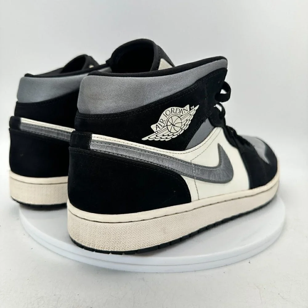 Nike Air Jordan 1 Retro Mid Men Size 12 852542-011 Satin Grey Toe Black  Shoes